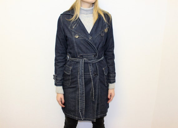 long denim trench coat
