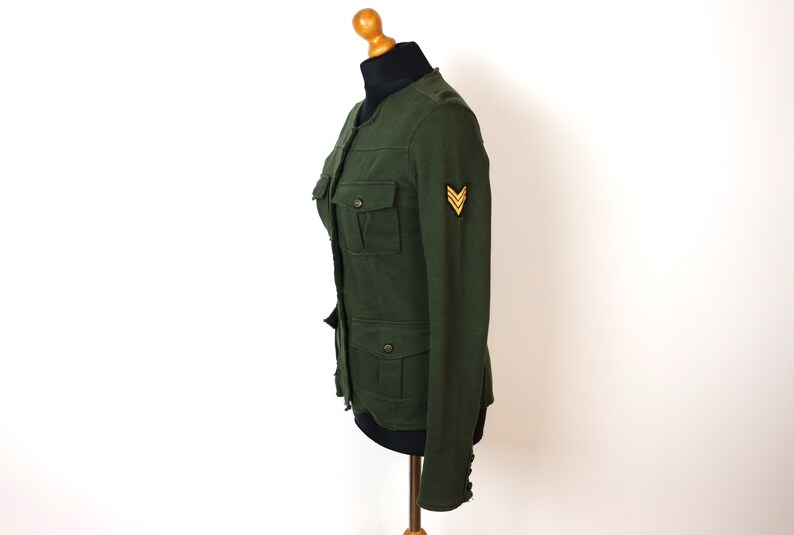 Khaki Military Jacket Green Soft Cotton Blazer Women's Khaki Military