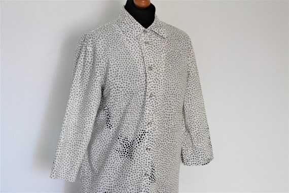 Marimekko Shirt Polka Dot Blouse Gray white Polka… - image 3