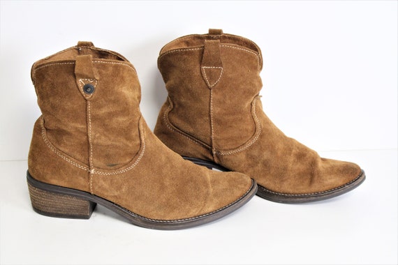 Brown Suede Boots Brown Ankle Cowboy Boots Camel B