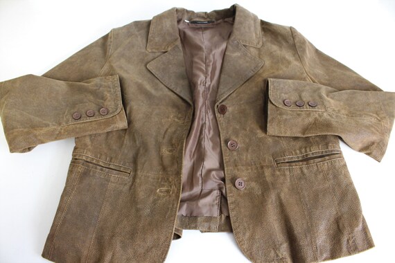 Brown Leather Jacket Light brown suede Coat 70s  … - image 5
