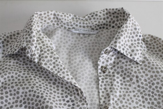 Marimekko Shirt Polka Dot Blouse Gray white Polka… - image 5