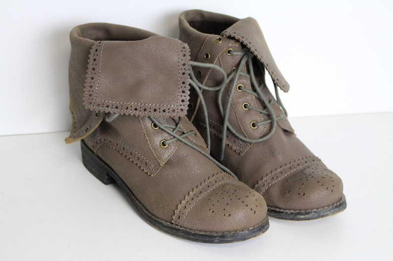 Brown Leather Chukka Boots Women Lace up Ankle Combat Military Etsy