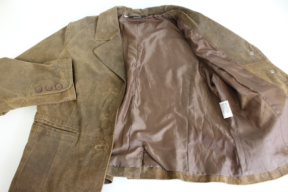 Brown Leather Jacket Light brown suede Coat 70s  … - image 6