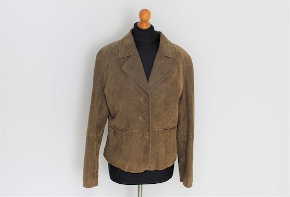 Brown Leather Jacket Light brown suede Coat 70s  … - image 3