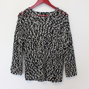 Noir Blanc Pull Boucle Noir blanc Pull APANAGE Marque Tricotée Noir & blanc Pull Veste Moyen à Grand