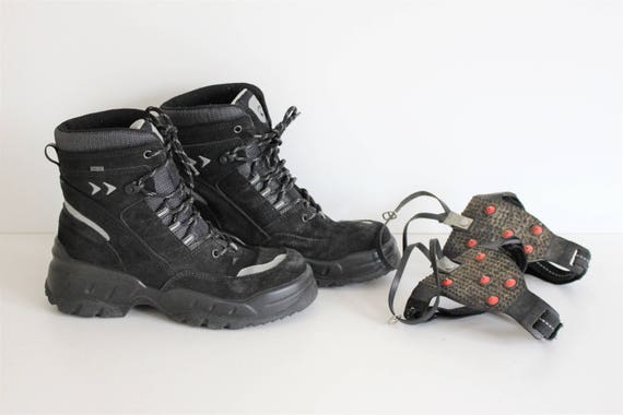 black ankle walking boots