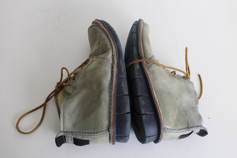Eur 38 Gray Ankle Boots WOLKY Leather Lace up Combat Ankle Boots Chukka Boots Gray Military Boots Round Toe Size W Us 7 UK 5