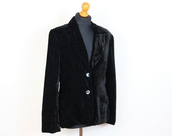 Black Velveteen Jacket Soft Black Velvet  Blazer Women's Steampunk Velvet Jacket Party Black velvet Coat  Medium to Large