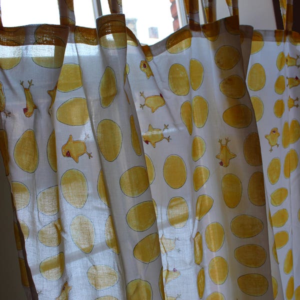 Vintage IKEA Fabric,  Easter Curtains , 2 pieces, Nursery Curtains Children Panel Curtains cotton Easter table  Cute chicks Kids room