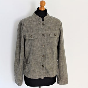 Gray Linen Jacket Grey Military Blazer  Mandarin collar Military Blazer Linen Summer Blazer Medium to Large