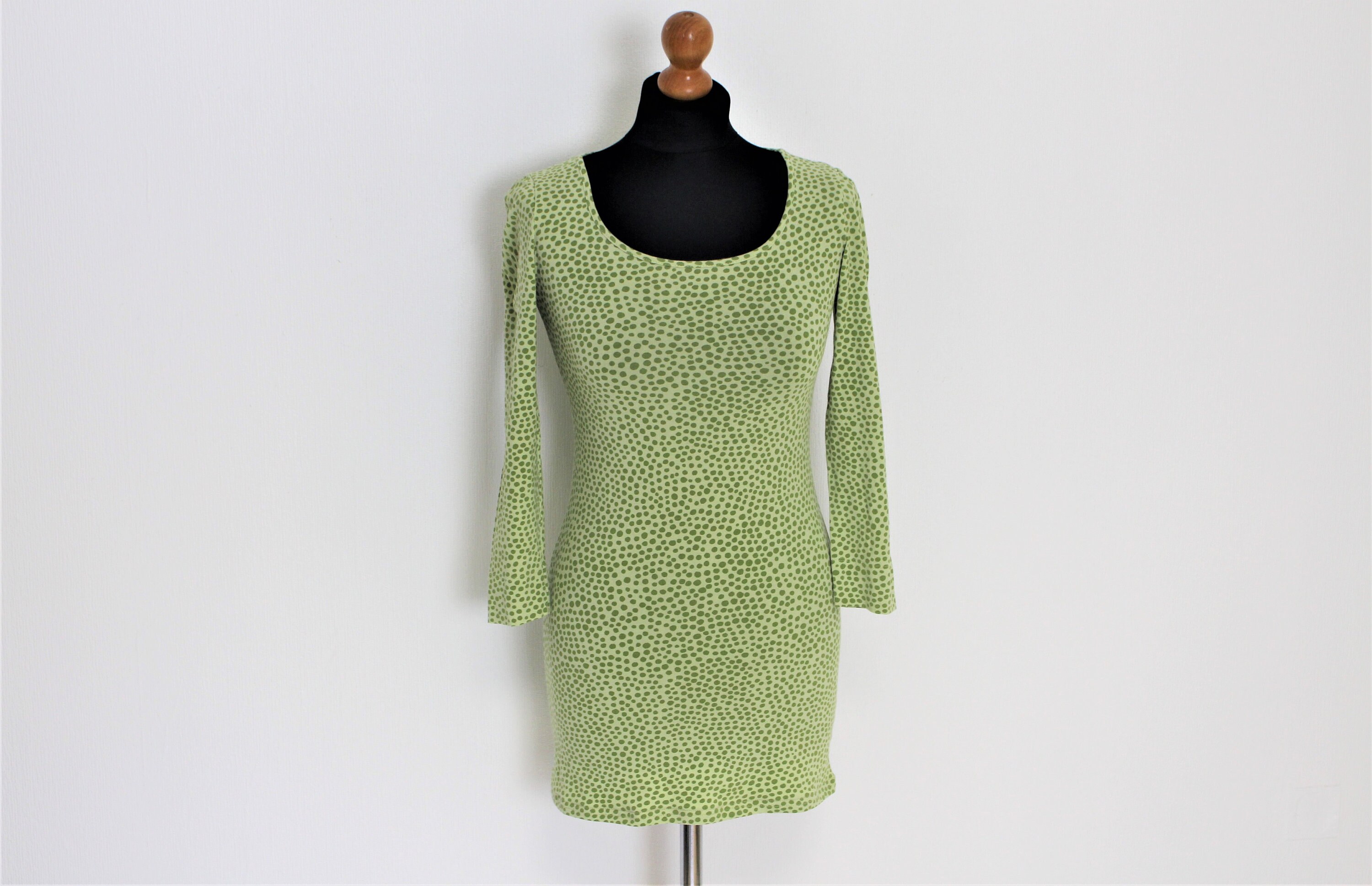 Green Polka Dot Tunic MARIMEKKO Top Green Print Dress Cotton Jersey Tunic  Vintage Long Sleeve XS Small - Etsy