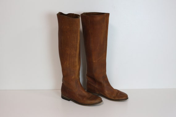Brown Riding Boots Vintage Womens Western Distres… - image 2
