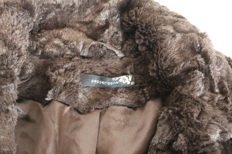 Sherpa Coat PEPPERCORN 90s Fuzzy Jacket Vintage Brown Chunky Coat Faux