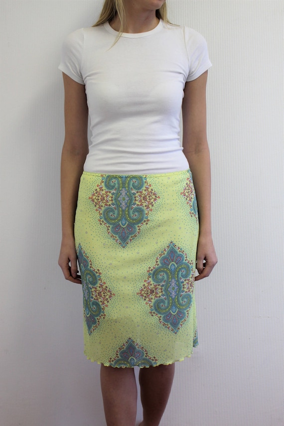 Indiase rok elastiek in de taille geel blauw elastisch potlood rokken zomer rok 90s Medium tot groot formaat Etsy Nederland