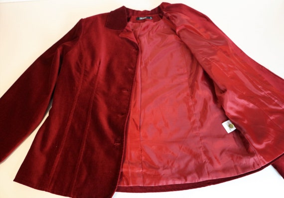 Red Velveteen Jacket SANTARELLI Red Velvet Blazer Women's Military
