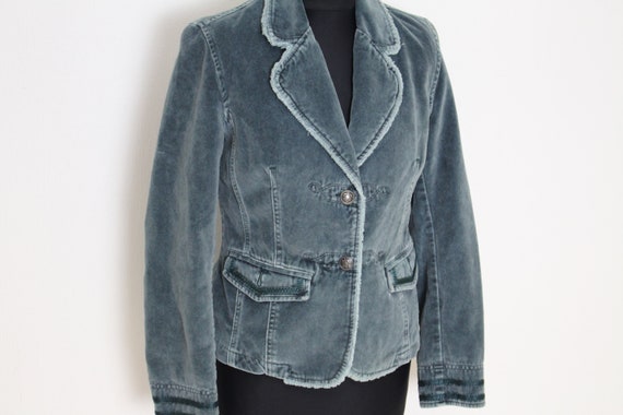 Gray Velvet Blazer Grey Blue Velvet Jacket Womens
