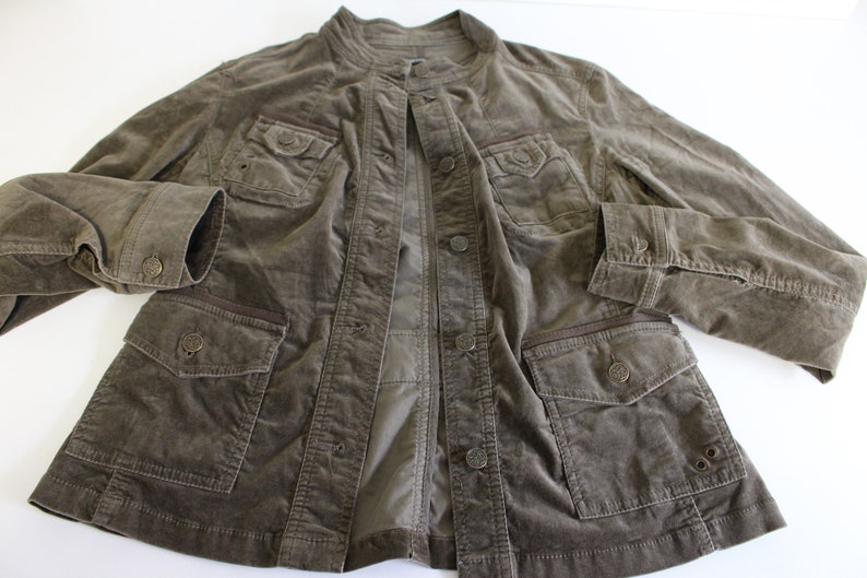 Brown Velvet Jacket Military Band Jacket Mandarin Collar Khaki Etsy
