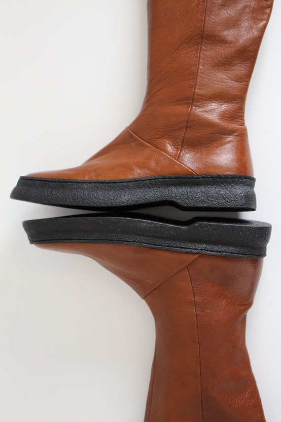 Tan Cuir Brown Eur Bottes Boho 37eur6 Mollet Plat Camel Genou Brun Hippie Festival 5us Femmes Marron Mi Souple OP0knw