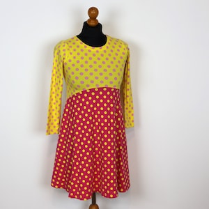 MARIMEKKO Sukienka Dziewczęca Żółta Różowa Kropka Sukienka 128 cm XS