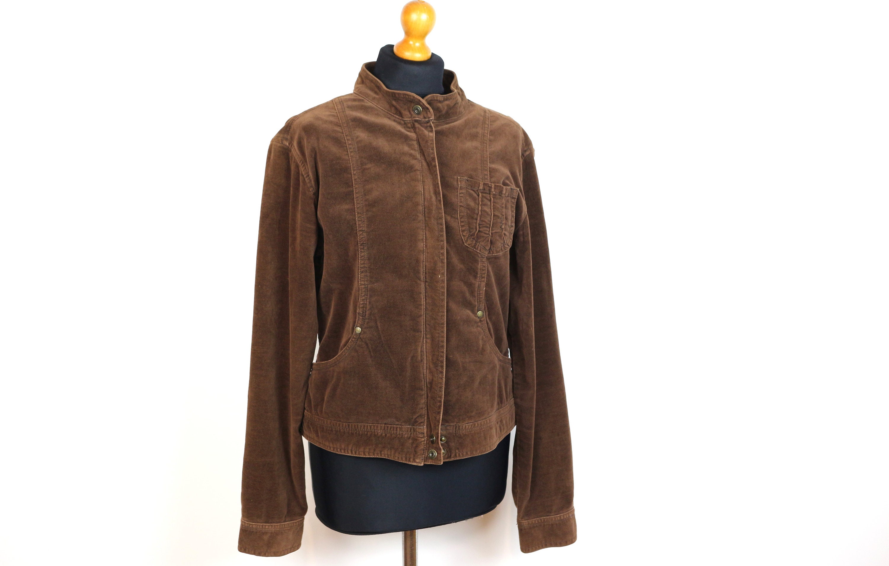 Brown Velvet Blazer Chocolate Brown Velvet Jacket Ziped  Hippie Boho Velvet Blazer Medium to Large