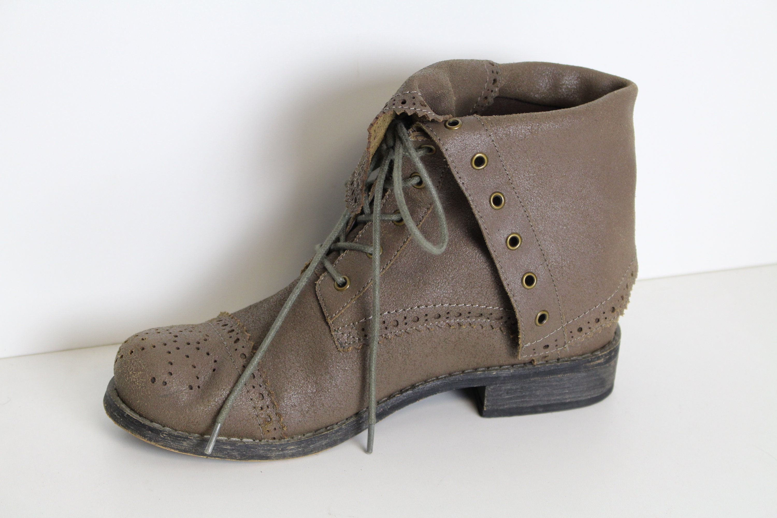 Brown Leather Chukka Boots Women Lace up Ankle Combat Military Etsy