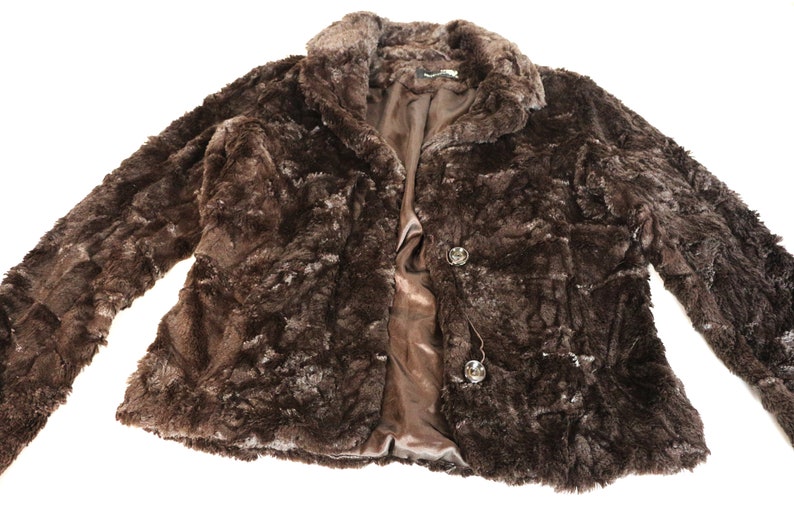 Sherpa Coat PEPPERCORN 90s Fuzzy Jacket Vintage Brown Chunky Coat Faux