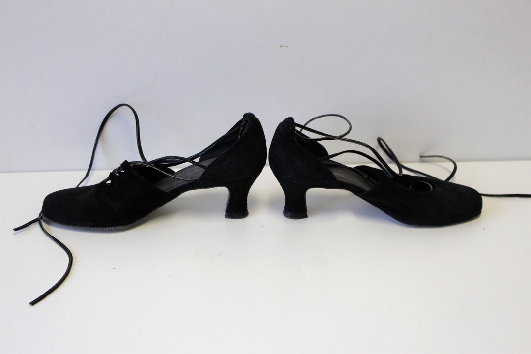 Black Suede Pumps Dance Shoes Top Tanz Fashion Lace up Shoes Etsy