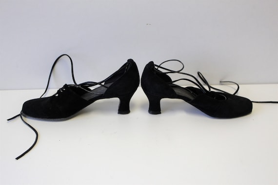 Black Suede Pumps Top Tanz Fashion Lace up Shoes Etsy