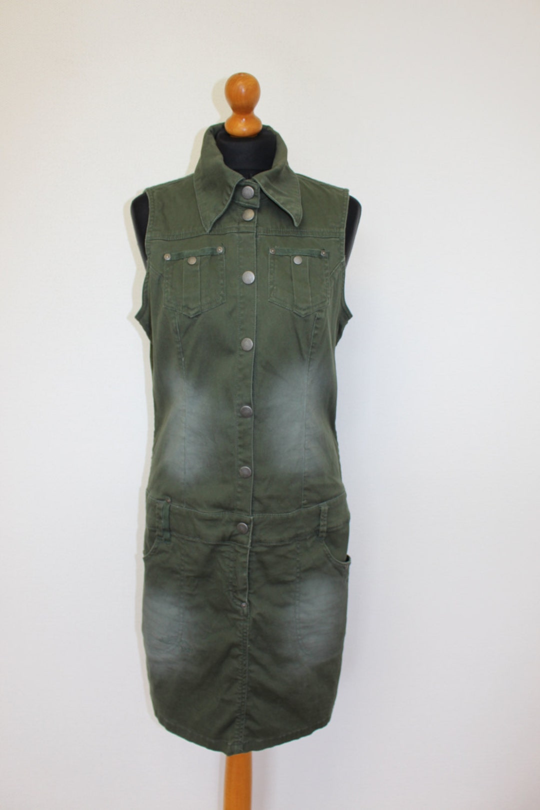 army green denim dress Well Known Olive Green Denim Babydoll Dress, X-Large - The Mint Julep Boutique