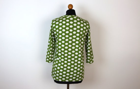 MARIMEKKO Shirt  Green Polka Dot Blouse  Cotton J… - image 3