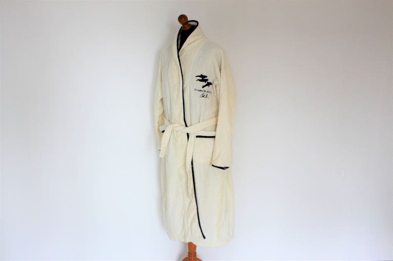 White Embroidered Bathrobe Vintage Cotton Housecoat Cotton Etsy