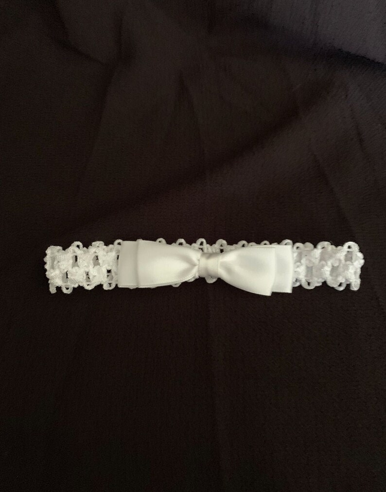 Handmade White Bow Headband for Baby or Toddler Girl or Flower Girl