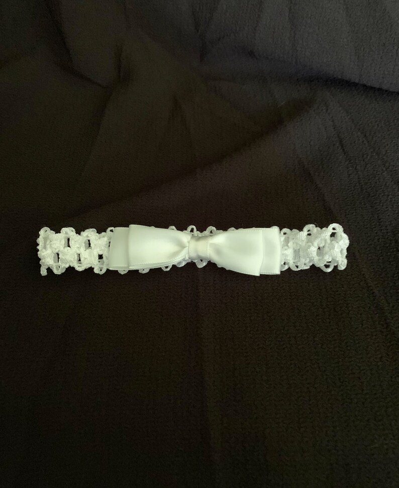 Handmade White Bow Headband for Baby or Toddler Girl or Flower Girl
