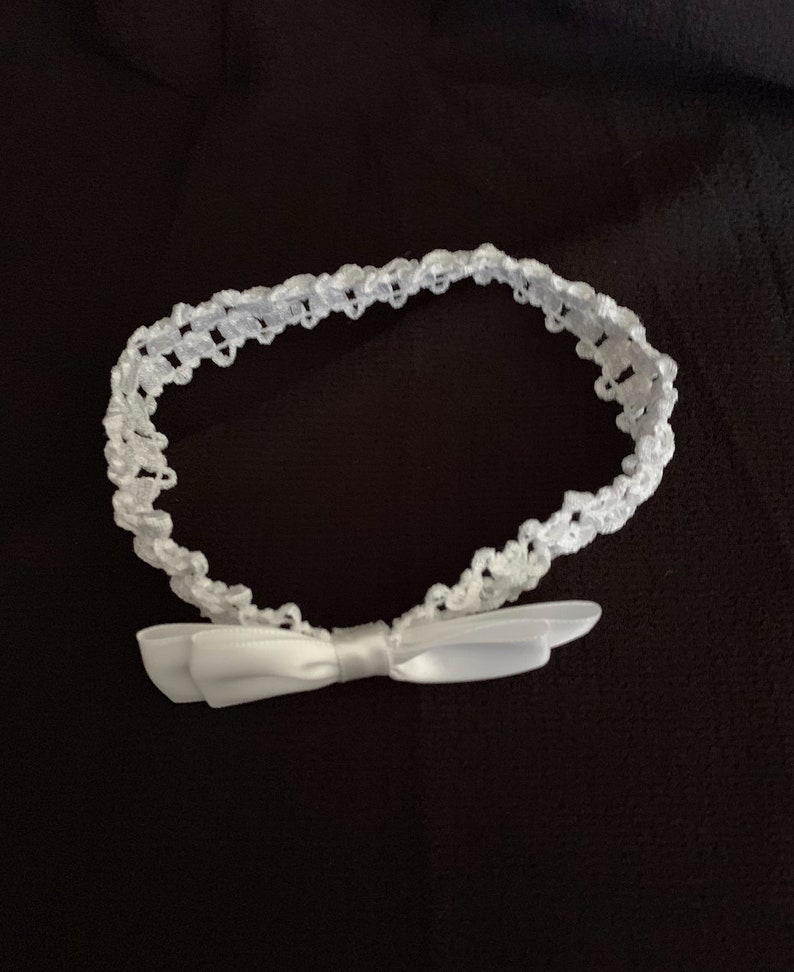 Handmade White Bow Headband for Baby or Toddler Girl or Flower Girl