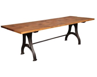 Mesa de comedor industrial Tabla de comedor hierro fundido y madera