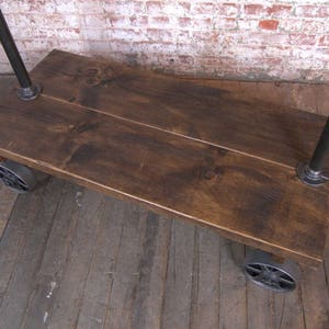 Retail Garment Rolling Rack Cart on Castors Cast Iron and Wood immagine 6