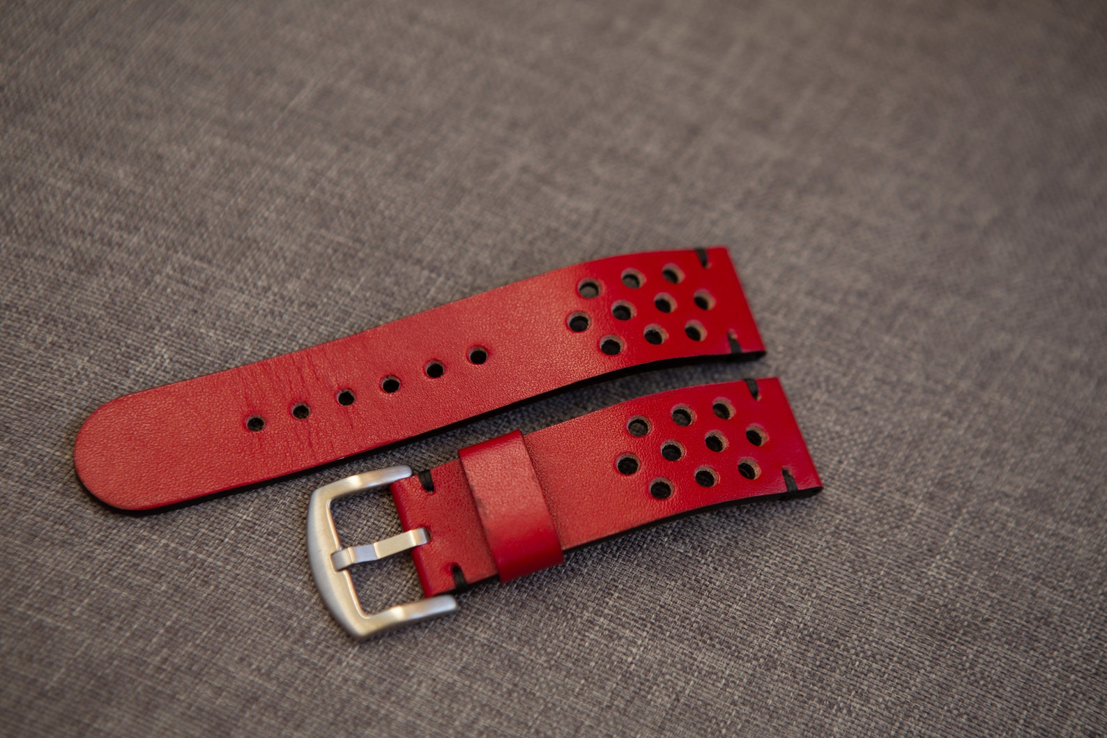 Watch Strap Leather Watch Strap Rally Red Wrist Watch Band Etsy