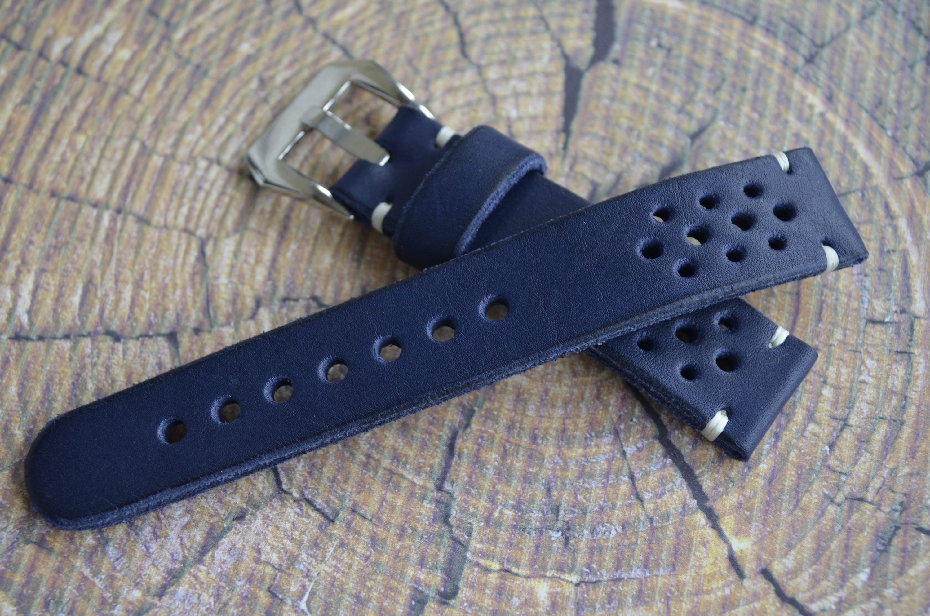 Leather Watch Strap Rally Sport Blue Wrist Watch Band - Etsy