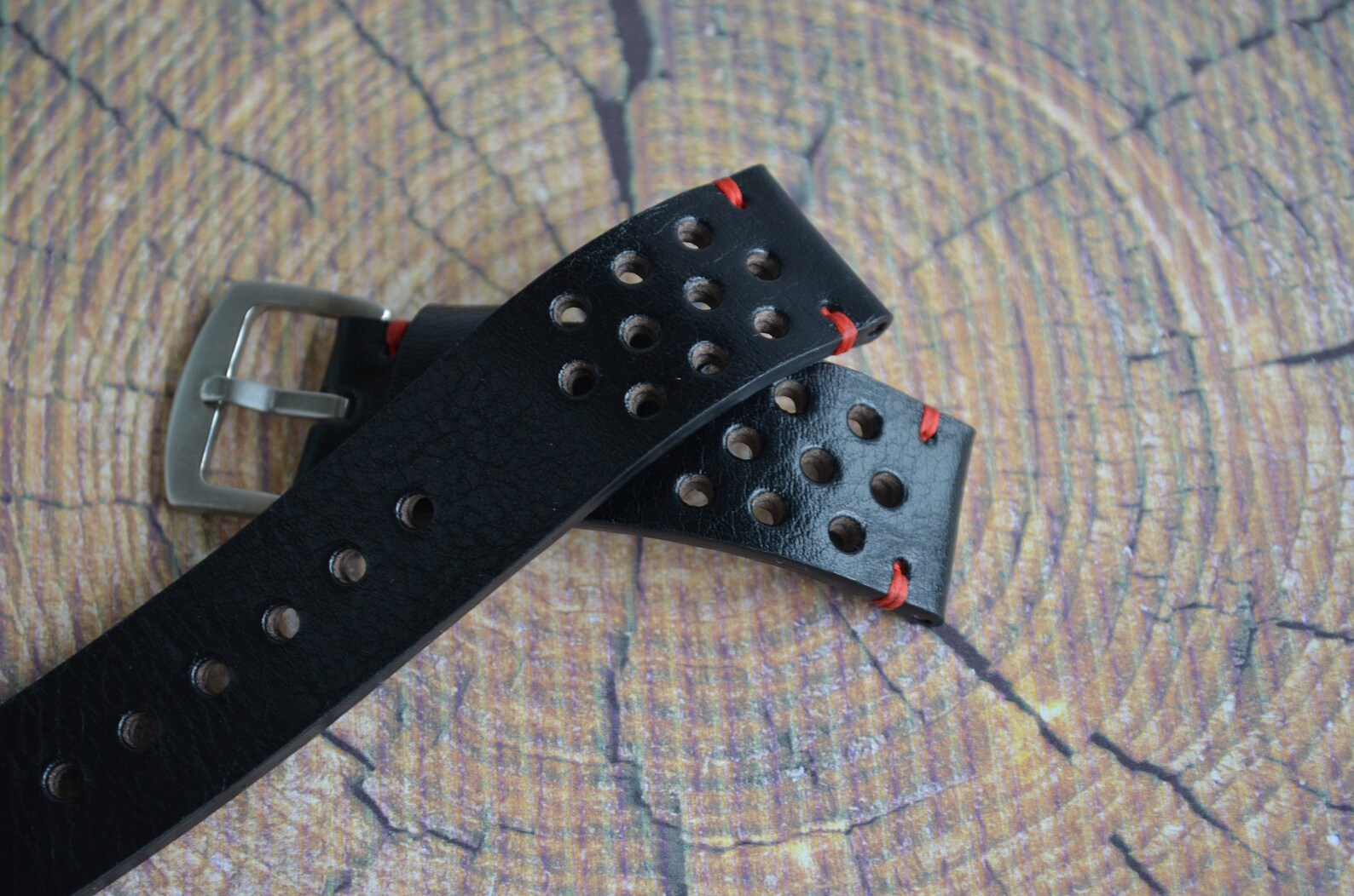 Watch Strap Leather Watch Strap Rally Sport Black Wrist Watch Etsy