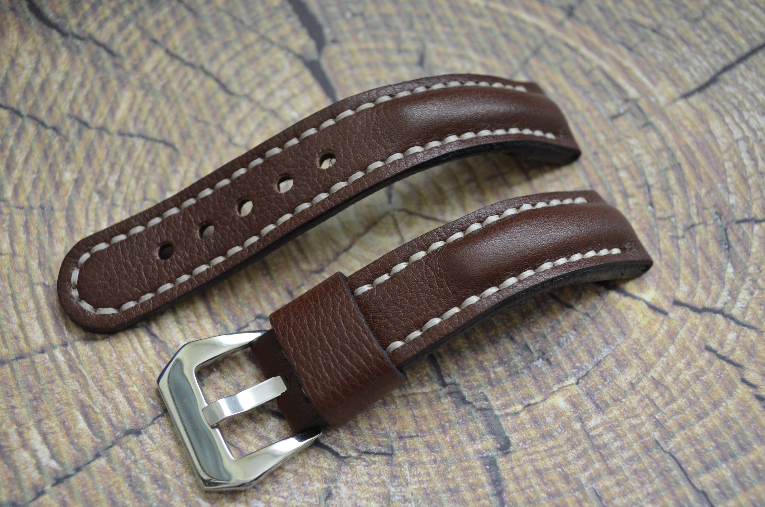 Leather watch strap Brown wrist watch band bracelet handmade Etsy