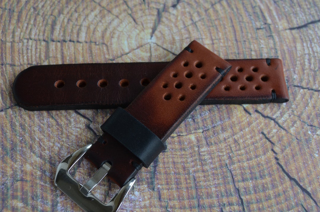 Leather Watch Strap Rally Sport Brown Wrist Watch Band - Etsy