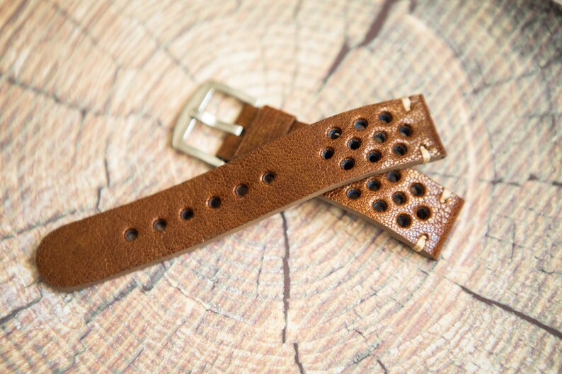 Leather Watch Strap Watch Strap Rally Sport Racing Strap Brown Etsy