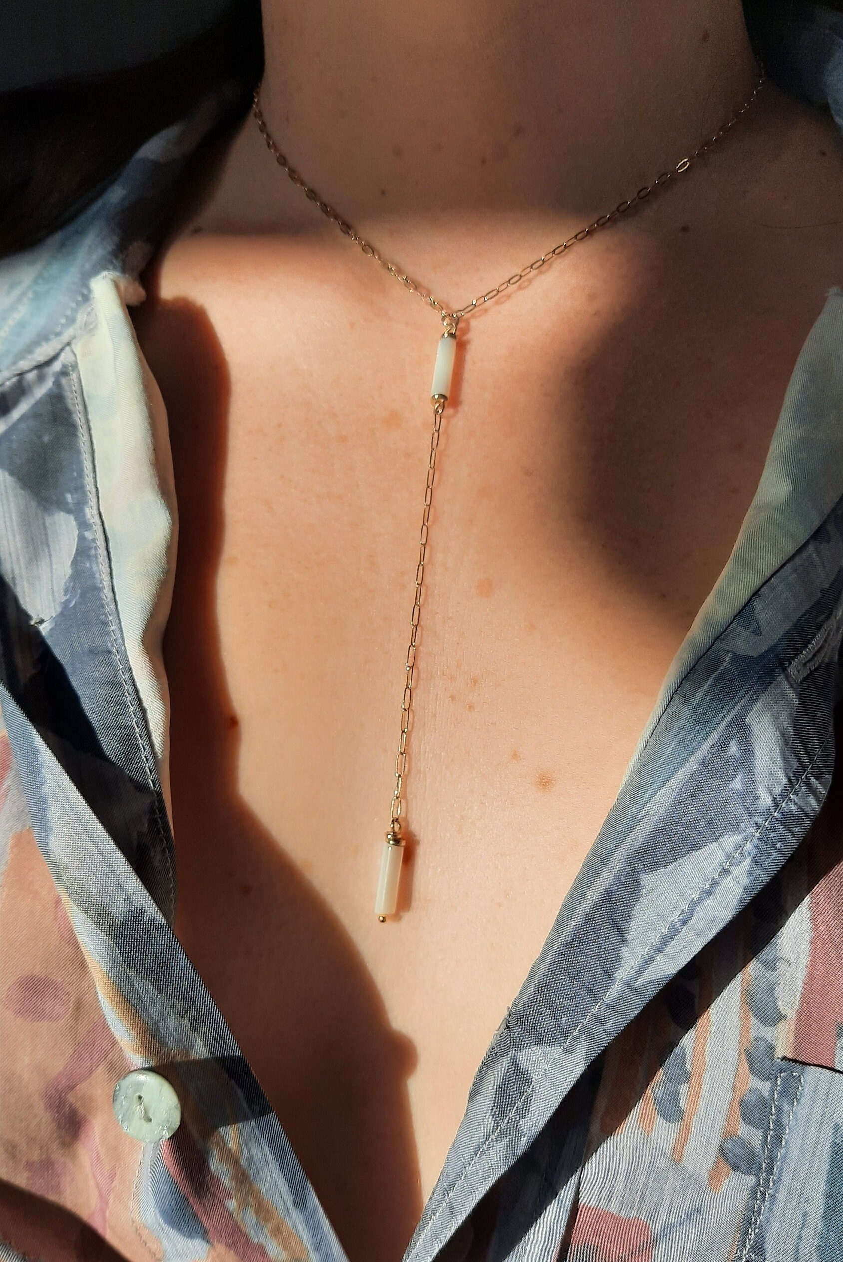 K18 Gold Necklace White Shell - Etsy
