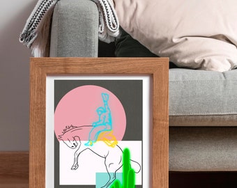 Pink Neon Western Cowboy Poster