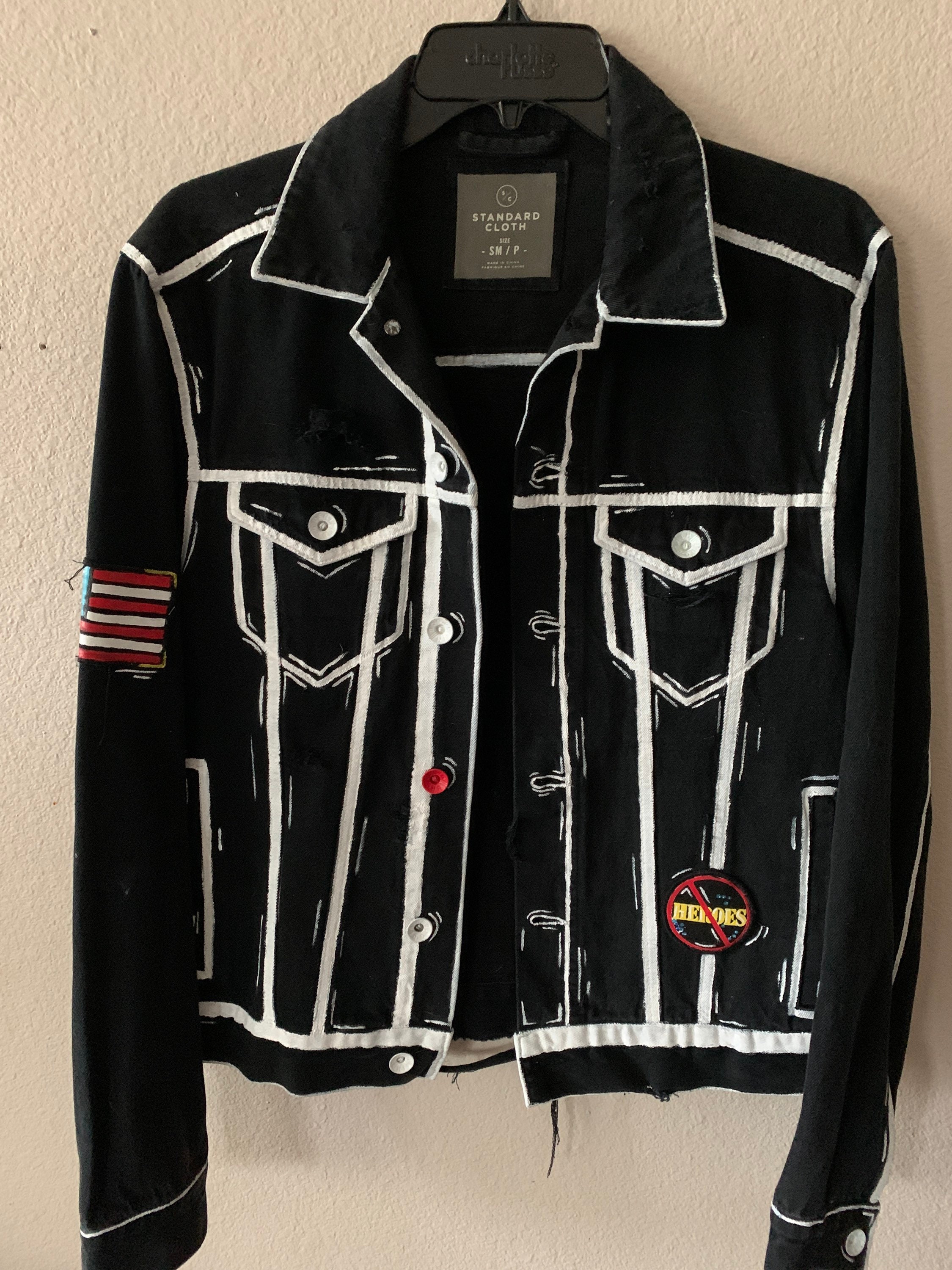 Hand Painted Size Small Black Comic Book Style Jacket - Etsy