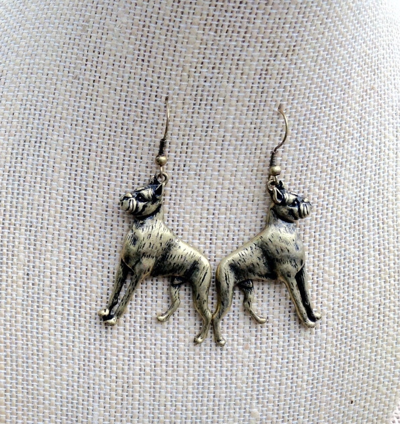 Gift for her Dog Lover Dangle /& Drop Earrings Antique Bronze Animal Jewelry Dog Lover Present Pit Bull Dog Earrings