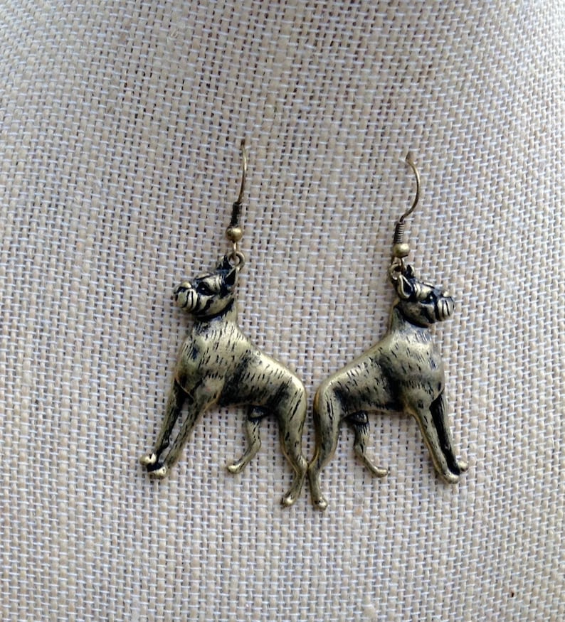 Gift for her Dog Lover Dangle /& Drop Earrings Antique Bronze Animal Jewelry Dog Lover Present Pit Bull Dog Earrings