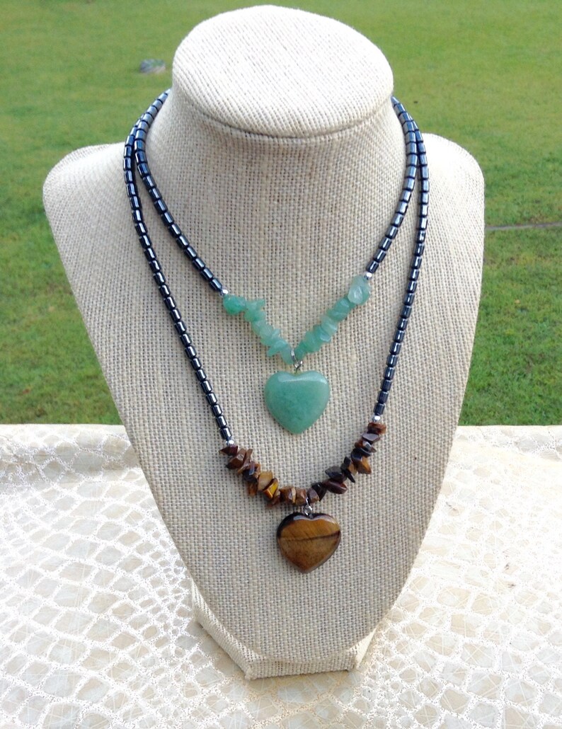 Hematite Chip Gemstone Heart Necklace Women Heart Pendant Necklace Hematite Necklace Hematite Jewelry Valentine Gift Mother/'s Day Gift