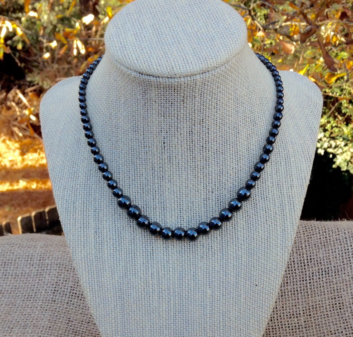 Simple Hematite Necklace Unisex 